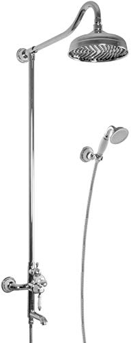PaulGurkes Nostalgie Duschsystem Aufputz Regendusche Set Retro Landhausstil 3-Wege