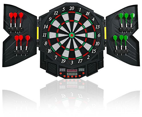 COSTWAY Jeu de Fléchettes Electronique Cible Electronique pour 8 Joueurs Affichage LED 27 Jeux 216 Variations 12 Fléchettes 47 x 54, 6 x 3 cm