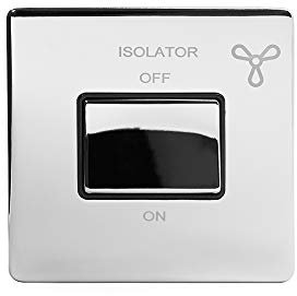 Soho Lighting Polished Chrome Fan Isolator Switch Black Ins Screwless