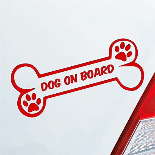 Hellweg Druckerei Auto Aufkleber Dog on Board Knochen Hund an Bord Dog Pfote 15x6 cm Rot Sticker Heckscheibenaufkleber