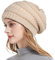 Roniky Winter Knit Beanie Hüte für Frauen, Seide Satin gefüttert Chunky Cap Soft Stretch Cable Knit Warm Slouchy Beanie Hat, Beige, Einheitsgröße