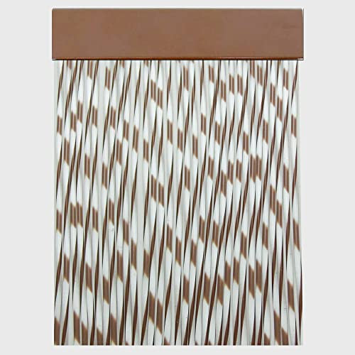 Cortinas Exterior Puerta de Cordon Arae | Material Plastico PVC y Barra Aluminio | Ideal para Terraza y Porche | Antimoscas | Marrón | 210 * 90
