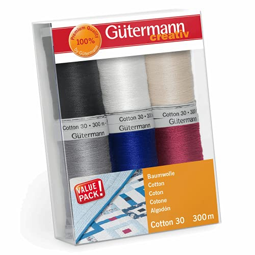 Gütermann creativ Nähfaden-Set mit 6 Spulen Cotton 30 300 m in verschiedenen Farben