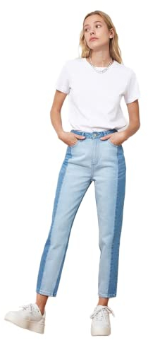 TRENDYOL Damen High Waist Mom Jeans, Blau, 40 EU