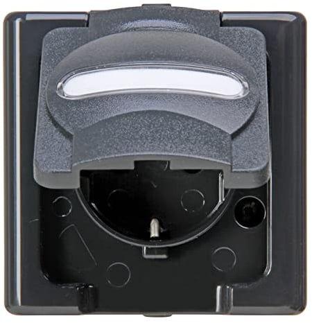Kopp Blue Electric - Schutzkontakt-Steckdose mit Klappdeckel, Farbe: anthrazit, 10er Pack, 103315007