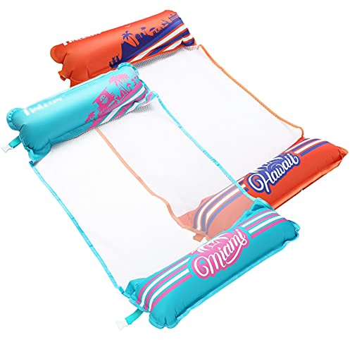 ZXQZ Wasserhängematte 2er-Pack, Aufblasbare Poolliege Schwimmt Hängematte Luft Leichter Schwimmstuhl Bett Floß Liege, Tragbares Schwimmbad-Strandspielzeug für Kinder Erwachsene (Color : Style2)