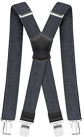 Pejoye Hosenträger für Herren Breit Arbeitshosen Stark Motorradhose Lang X Form 4 Metall Clips Einstellbar und Elastisch Einheitsgröße für Männer und Damen