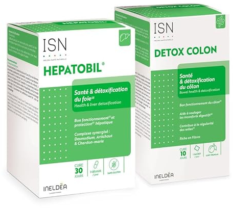 ISN - Ineldea Santé Naturelle Duo Détox & Bien-Être - Hepatobil + Detox Colon - Contribue au bien-être général - Participe à la purification du foie et du côlon - Cure 30j