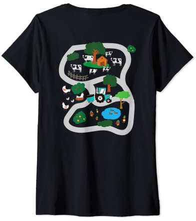 Damen Spielteppich Auto Massage - Spielstraße Dorf Track T-Shirt mit V-Ausschnitt