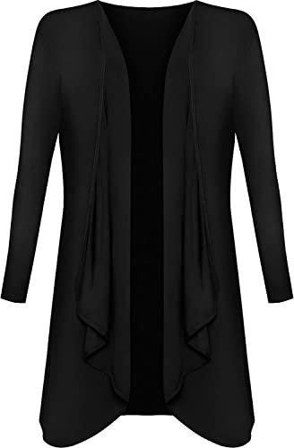 Crazy Girls Womens Waterfall Boyfriend Cardigan, Black, ML (UK 12-14)