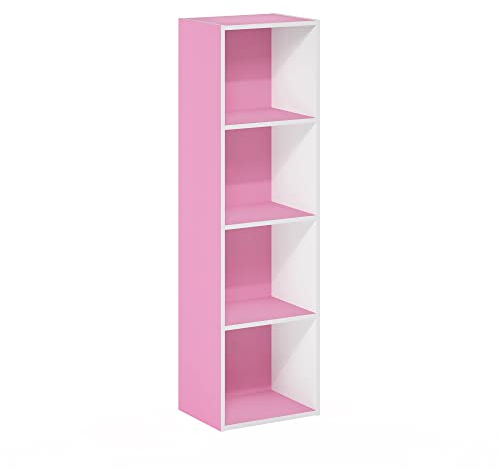 Furinno Pasir Libreria a 4 ripiani aperti, rosa/bianco