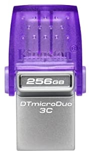 Kingston DataTraveler microDuo 3C USB-Stick 256GB USB Gen 3 Type-C und Type-A - DTDUO3CG3/256GB, Lila + Silber