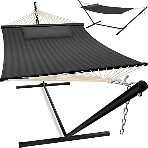 KESSER® Hamaca Hill con Estructura Almohada Doble para 2 Personas - Resistente Marco - Capacidad 200kg Interior y Exterior XXL Columpio Doble Multijugador Jardín Piscina Balcón Terraza Antracita