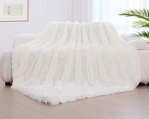 KANKAEU Flauschige Kuscheldecke, Wendbare Flauschige Decke für Komfort, Kuscheldecke Weiß 200×220 cm, Pflegeleicht, Ideal als Winterdecke oder Geschenk, Fleecedecke, Sofadecke und Tagesdecke