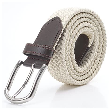 DWOY Elastischer Stoffgürtel Geflochtener Gürtel für Damen und Herren (Cream, 105)