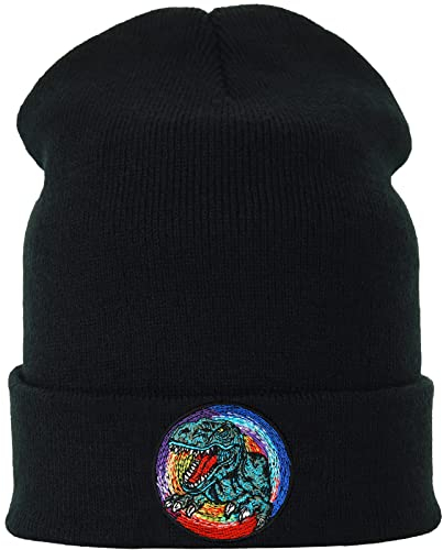 EXPRESS-STICKEREI Lustige Strickmütze - Warme Wintermütze mit Motiv Dinosaurier T-Rex - Beanie für Damen und Herren - Unisex Wollmütze - Dino Haube mit Spruch