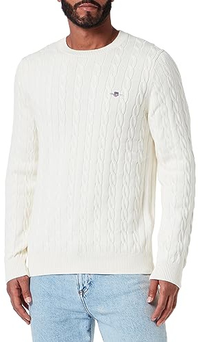 Gant Herren Classic Cable Knit Sweater ZOPFSTRICKPULLOVER MIT Rundhalsausschnitt (1er Pack)