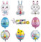 9 Stück Kaninchen Luftballons Dekorationen, Osterfolienballons für Ostern, Hasenluftballons für Geburtstagsparty, Mylar Luftballons Weiß Grün Gelb für Party Baby Dusche Home Dekorationen Zubehör
