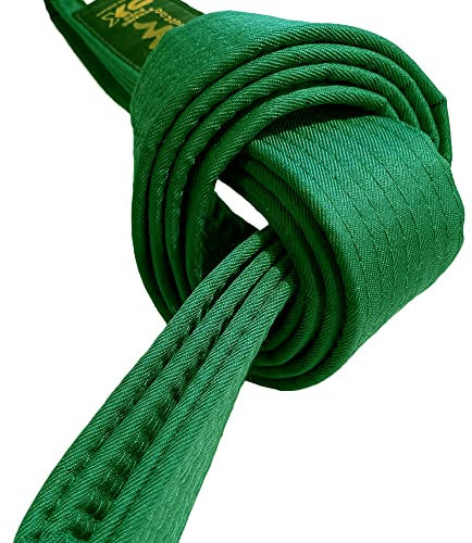 TEKKA BUDO Kampfsport Gürtel - Grün 220 cm Länge, 4 cm Breite - Karate, Judo, Taekwondo, Jujutsu, Kickboxen, Ninjutsu, Grüngurt