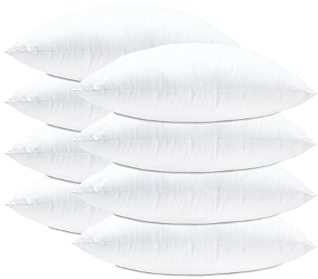 Lancashire Textiles Cushion Pads 18 x 18 Inch (45 x 45 cm) – Premium Bounceback Hollowfibre Pack of 8 Insert with Soft Polycotton Cover, Hypoallergenic, Made in Britain Bed Pillow