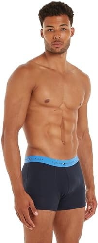 Tommy Hilfiger Herren 3er Pack Boxershorts Trunks mit Logobund, Blau (Valley Yellow/Blue Spell/Des Sky), S