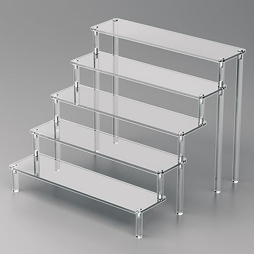 Coolzon Acryl Riser Display Ständer, 5-stufiger klarer Acryl Display Ständer, Acryl-Display-Ständer für Figuren, Cupcakes, Dessert, Parfüm, Nagellack, Kosmetik
