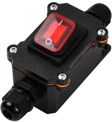 Interruttore in Linea Impermeabile, Interruttore Via Cavo AC 220V/DC 12-24V 30A DPST a 4 Poli, Pulsant Interruttore a Bilanciere On Off Intelligenti per Uso Esterno Apparecchi Elettrici (AC220V)