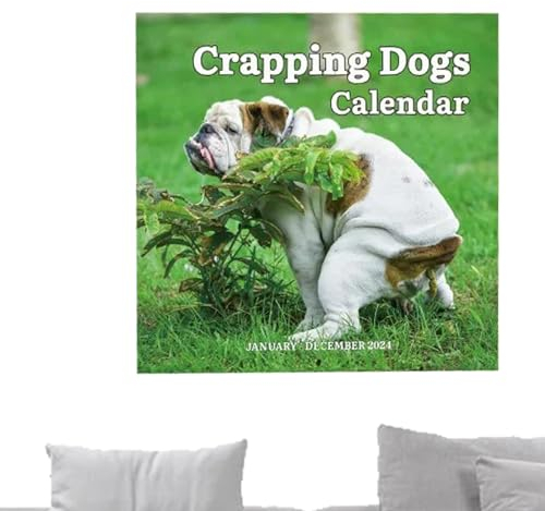 Firulab Kackender Hund-Kalender 2024, Hunde an schönen Orten 2024 Kalender, 11,81 x 11,81 Zoll lustiger Wandkunst-Gag-Humor-Geschenk-Streichkalender für Gag-Geschenk