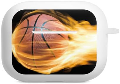 DeinDesign Hülle mit Karabiner kompatibel mit Apple AirPods Pro 2. Generation Case weiß Schutzhülle mit Schlüsselanhänger Basketball Feuer Sport