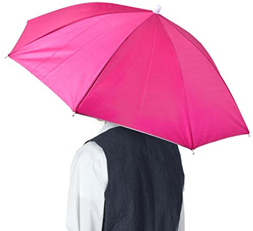 Rurunklee UV-Schutz-Regenschirm, Hände, Angelschirm, UV-Schutz, verstellbare Kopfbedeckung für, Golf, Camping, Gartenarbeit, Sonnenschutz, Outdoor, rosarot, 1