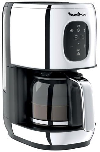 Moulinex Majestuo - Caffettiera filtro, programmabile 15 tazze, facile da usare, 1000w, acciaio inox/nero, FG883D10