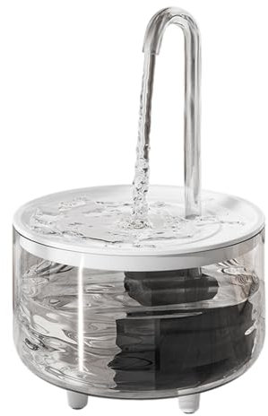 Fontaine à Eau pour Chat 1L - Distributeur Super Silencieux et Automatique - Ronde avec Robinet pour Chats et Chiens