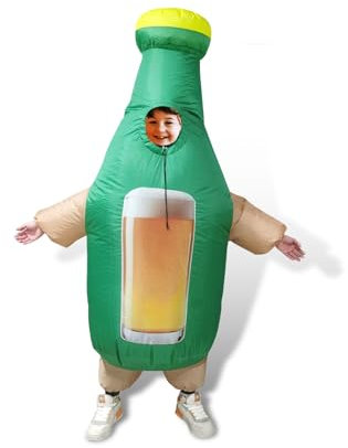 Pamir Inflatable Costume beer bottle Costumes Funny Dress Cosplay Blow Up Jumpsuit Christmas Halloween Costumes for Adult (Teens 3-4.9FT)