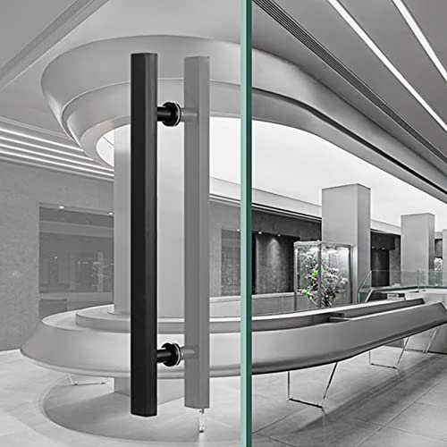 Tirador de puerta de cristal moderno para puertas de oficina comercial, manija rectangular plateada para puertas de granero, manijas de vidrio para puertas delanteras, tamaño 60 cm