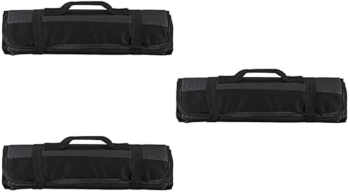 Amosfun 3St Kochtasche kochmesser tragetasche japanische Messertasche tragbarer Messerkoffer Handtaschen-Organizer-Einsätze Kochmesser Etui messer rolltasche werkzeugträger Koch Fall Black