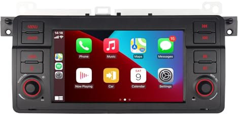 Afrfamma Autoradio para BMW E46, Wireless CarPlay Android Auto Radio de Coche Doble DIN Radio del Vehículo con 7 Pulgadas GPS Navegación IPS Pantalla Táctil, Bluetooth/FM/Am Radio/USB/EQ