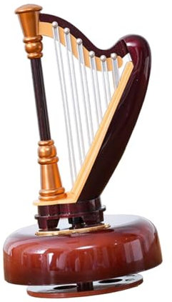Dickly Instrument rotierende Spieluhr, Desktop-Ornament, Figur, Mittelpunkt, Geschenk, Handwerk, Instrument, Modell, Ornament für Regal, Eingang, Harfe