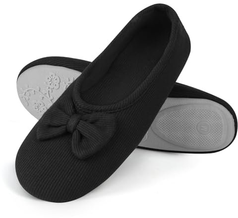 OFFCUP Pantofole da Donna, 40-41EU Scarpe da Casa, Pantofola Ballerina Donna Pantofole da Casa Memory Foam Inverno Ciabatte Pantofola Interno Caldo Peluche Leggero Scarpe di Cotone (Nero/L)