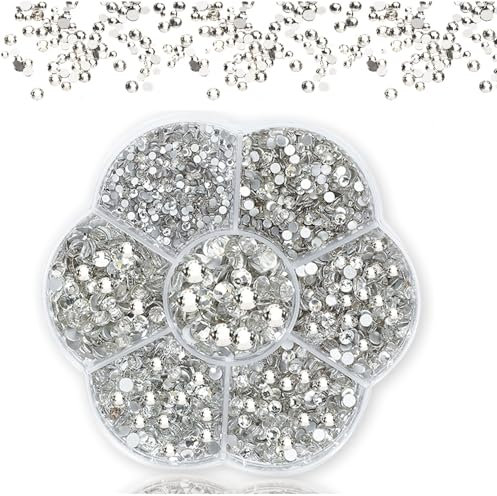 Cristales para Uñas,3000 Piezas Diamantes de Imitación Gemas de espalda plana de Pinzas diamantes transparentes diamantes de cristal AB para decoración para uñas, ropa, zapatos, bolsos Manualidades