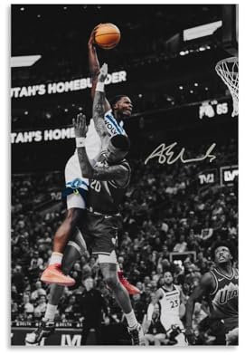 Anthony Edwards Basketball-Poster, Dunking On John Collins, Musikposter für Zimmer, ästhetische Leinwand, Wandkunst, Schlafzimmerdekoration, 30 x 45 cm