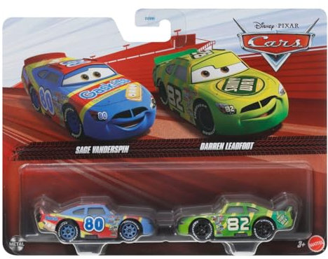 Cars Disney Pixar Pack 2 Autos aus Metall, 1:55 – Sage Vanderspin & Darren Leadfoot