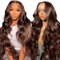 Lakaisa Body Wave Human Hair Wig Lace Frontal Perücke Damen Echthaar Glueless Wear and Go Grade 8 A 100% Brazilian Remy Hair 4X1 HD Lace #4 Chocolate Hair No Smell for Women 22 Inch