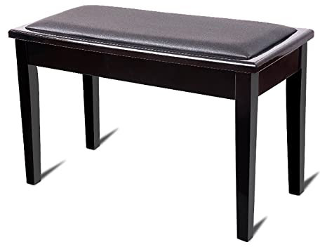 Piano Stool Genuine Leather Piano Bench Duet Piano Stool with Storage Solid Wood Piano Stool with Comfortable Seat,75 X 35 X 49 cm(Black)