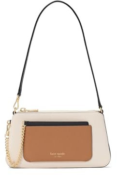 kate spade new york Damen AVA Colorblocked Pebbled Leather 2 in 1 Pochette 2-in-1-Pochette, Pergament, Mehrfarbig