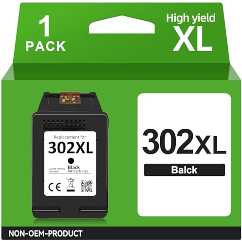SUNPRINTZ 302 Druckerpatronen Schwarz, 302 XL Schwarz Kompatible für HP 302 Druckerpatronen, 302XL für OfficeJet 5230 3831 3830 4650 5232 4658 Envy 4525 4527 4520 4523 DeskJet 3630 3636 3639 1110
