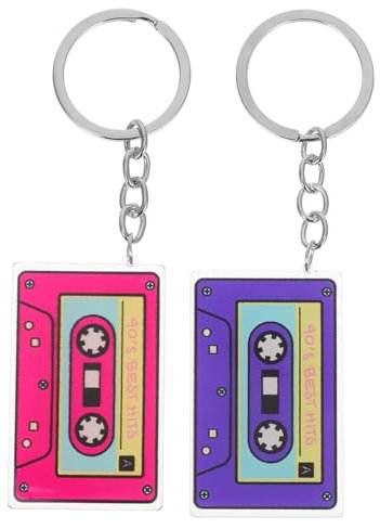 HOMOCONO 2stücke Retro Schlüsselanhänger Im Mini-cassette Tape Design Für Und Mädchen Vintage Und Party-accessoires Und Charms