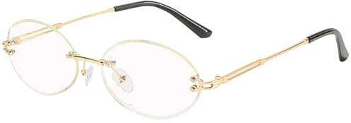 OSAGAMA Mode Sonnenbrille Kleine Ovale Randlose Brille für Damen Herren