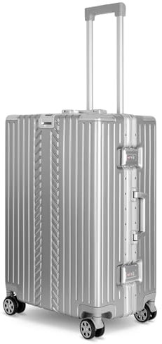 WINLIFE Größe L Reisekoffer Alu-Rahmen mit ABS & TSA Nummern-Schloss 65cm Hartschalenkoffer | Trolley Farbe-Silber
