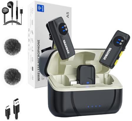 Wireless Lavalier Microphone Set with Charging Case,Compatible with iPhone15+16+/All Android/Type-C,Professional Recording Noise Reduction,Plug and play,for Video,Recording,Interview Podcast,Vlog