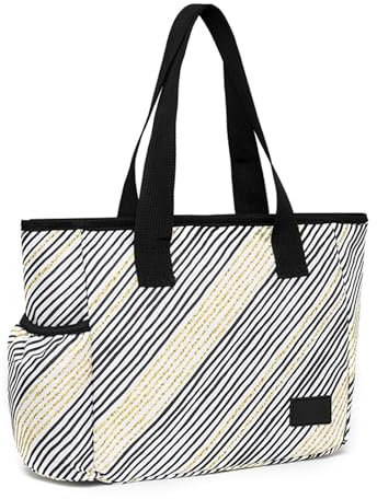 Nanxson Bolsa isotérmica para mujeres Hombres Fiambrera reutilizable Nevera impermeable Tote (7L,A-Línea Negra)